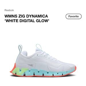 Reebok Women’s Zig Dynamica White with Blue and Orange Sneakers